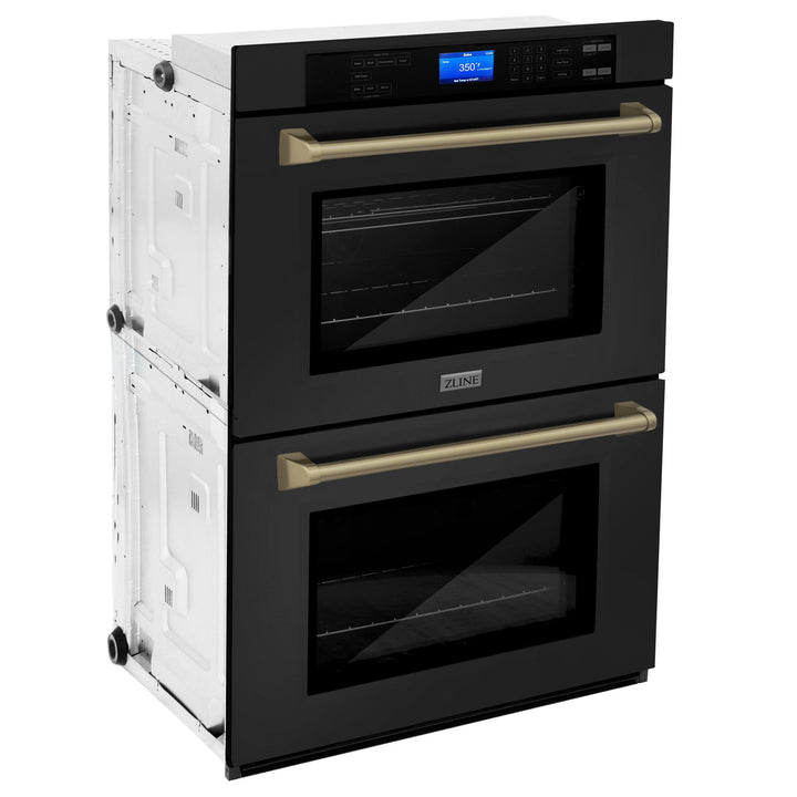 ZLINE KITCHEN AND BATH AWDZ30BSG ZLINE 30" Autograph Edition Double Wall Oven with Self Clean and True Convection in Black Stainless Steel Color: Gold