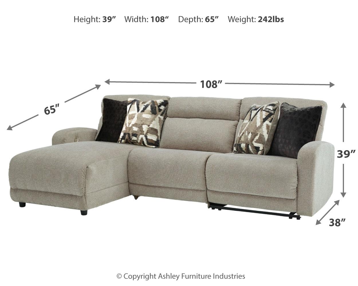 ASHLEY FURNITURE 54405S4 Colleyville 3-piece Power Reclining Sectional With Chaise