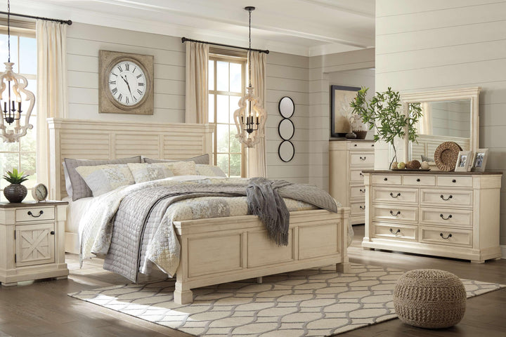 ASHLEY FURNITURE PKG006112 King Panel Bed With Mirrored Dresser and 2 Nightstands