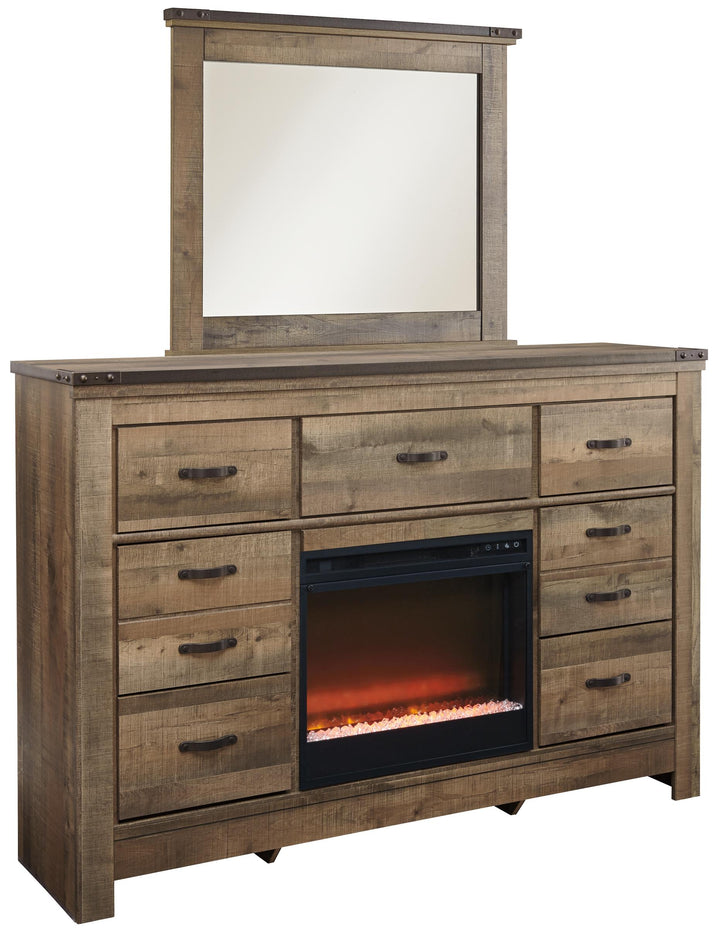ASHLEY FURNITURE B446B53 Trinell Dresser and Mirror With Fireplace