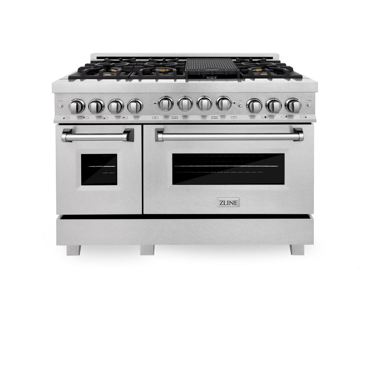 ZLINE KITCHEN AND BATH RGSSN48 ZLINE 48" 6.0 cu. ft. Range with Gas Stove and Gas Oven in ZLINE DuraSnow Stainless Steel R Color: Durasnow Stainless Steel