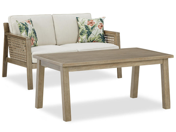 ASHLEY FURNITURE PKG013822 Outdoor Loveseat With Coffee Table