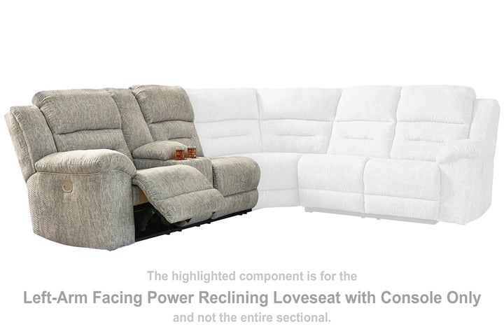 ASHLEY FURNITURE 5180201 Family Den Left-arm Facing Power Reclining Loveseat With Console