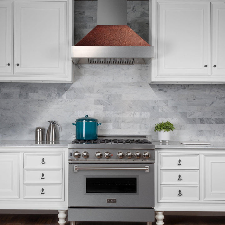 ZLINE KITCHEN AND BATH 8654HH30 ZLINE Ducted ZLINE DuraSnow Stainless Steel R Range Hood with Hand-Hammered Copper Shell Size: 30 Inch