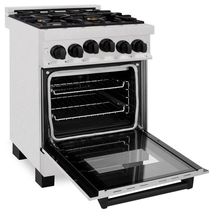 ZLINE KITCHEN AND BATH RGSZSN24MB ZLINE Autograph Edition 24" 2.8 cu. ft. Range with Gas Stove and Gas Oven in DuraSnow R Stainless Steel with Champagne Bronze Accents Color: Matte Black