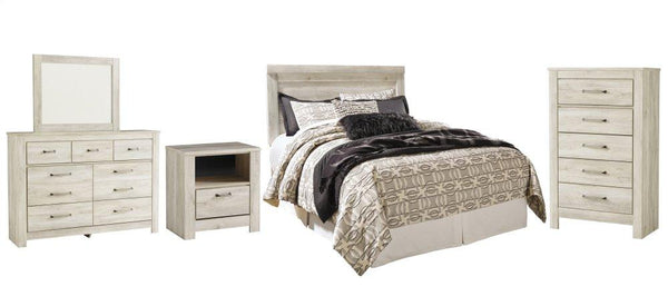 ASHLEY FURNITURE PKG004642 Queen Panel Headboard With Mirrored Dresser, Chest and Nightstand