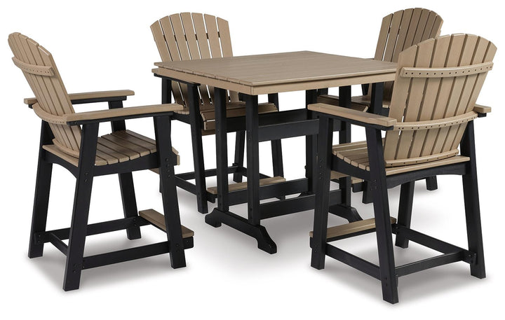 ASHLEY FURNITURE PKG013818 Outdoor Counter Height Dining Table and 4 Barstools