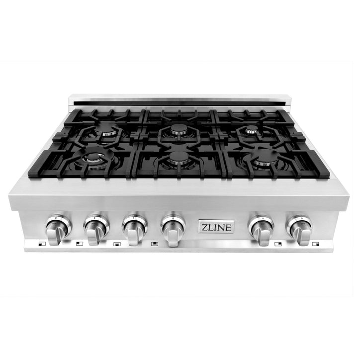 ZLINE KITCHEN AND BATH RT36 ZLINE 36" Porcelain Gas Stovetop with 6 Gas Burners Finish: Stainless Steel