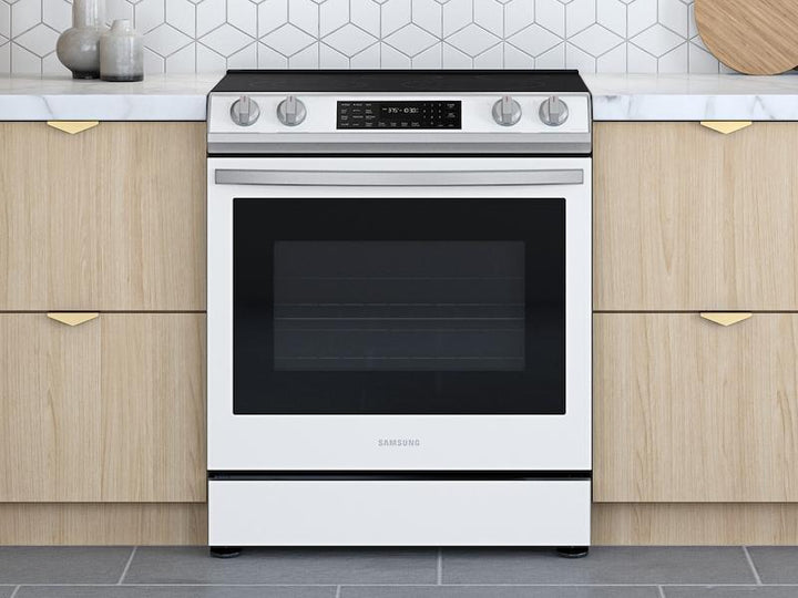 SAMSUNG NE63BB861112AA Bespoke 6.3 cu. ft. Smart Rapid Heat Induction Slide-in Range with Air Fry & Convection+ in White Glass