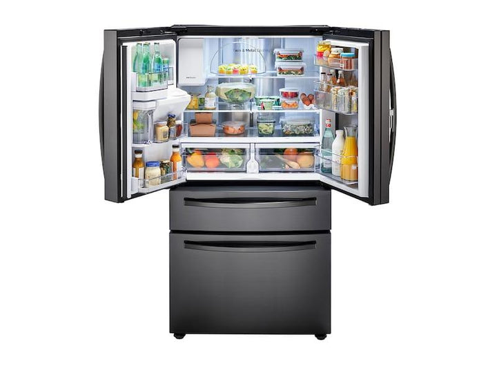 SAMSUNG RF22R7351SG 22 cu. ft. Food Showcase Counter Depth 4-Door French Door Refrigerator in Black Stainless Steel