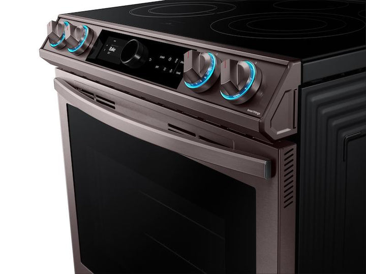 SAMSUNG NE63T8711ST Bespoke Smart Slide-in Electric Range 6.3 cu. ft. with Smart Dial & Air Fry in Tuscan Steel