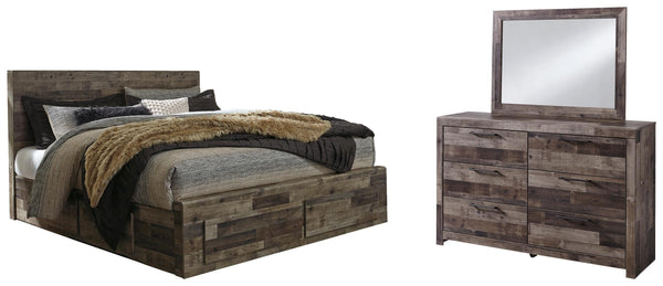 ASHLEY FURNITURE PKG003347 King Panel Bed With 2 Storage Drawers With Mirrored Dresser