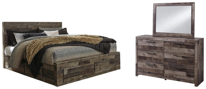 ASHLEY FURNITURE PKG003347 King Panel Bed With 2 Storage Drawers With Mirrored Dresser