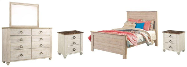 ASHLEY FURNITURE PKG004372 Full Panel Bed With Mirrored Dresser and 2 Nightstands