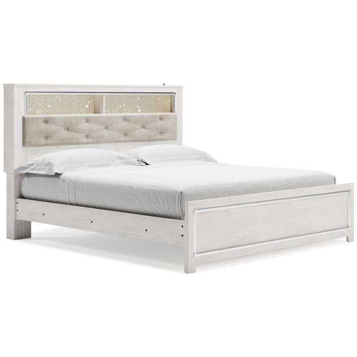 ASHLEY FURNITURE PKG009441 King Panel Bookcase Bed With Mirrored Dresser, Chest and 2 Nightstands