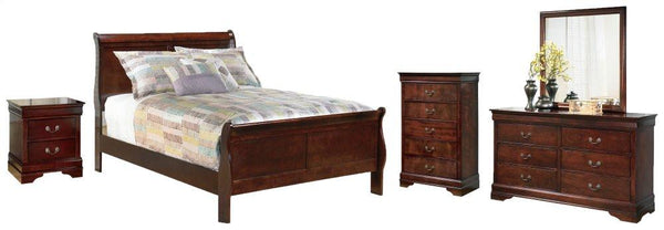 ASHLEY FURNITURE PKG004968 Full Sleigh Bed With Mirrored Dresser, Chest and Nightstand