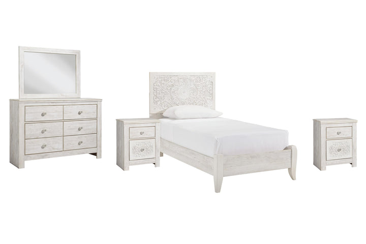 ASHLEY FURNITURE PKG007420 Twin Panel Bed With Mirrored Dresser and 2 Nightstands