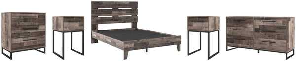 ASHLEY FURNITURE PKG009089 Queen Platform Bed With Dresser, Chest and 2 Nightstands