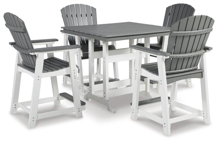 ASHLEY FURNITURE PKG013814 Outdoor Counter Height Dining Table and 4 Barstools