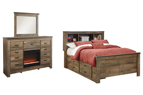 ASHLEY FURNITURE PKG000033 Full Panel Bed With 2 Storage Drawers With Mirrored Dresser