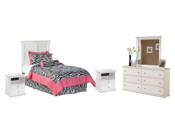 ASHLEY FURNITURE PKG002724 Twin Panel Headboard With Mirrored Dresser and 2 Nightstands