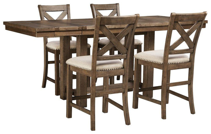 ASHLEY FURNITURE PKG000403 Counter Height Dining Table and 4 Barstools