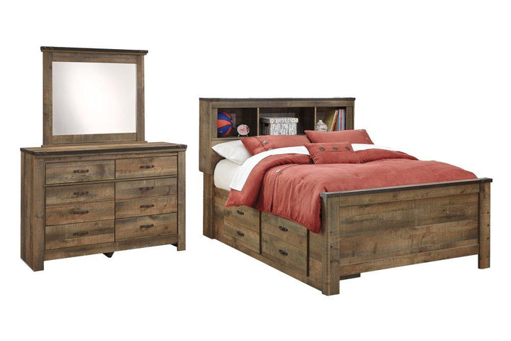 ASHLEY FURNITURE PKG005165 Full Panel Bed With 2 Storage Drawers With Mirrored Dresser