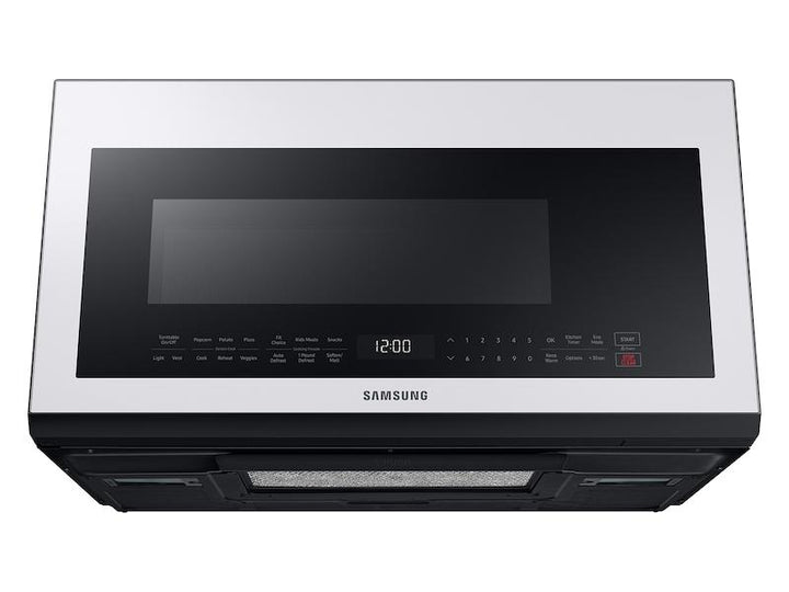 SAMSUNG ME21B706B12 Bespoke Over-the-Range Microwave 2.1 cu. ft. with Sensor Cooking in White Glass