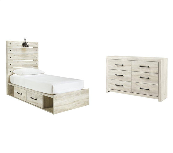 ASHLEY FURNITURE PKG003012 Twin Panel Bed With 4 Storage Drawers With Dresser
