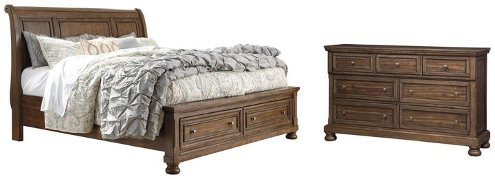 ASHLEY FURNITURE PKG006444 King Sleigh Bed With 2 Storage Drawers With Dresser