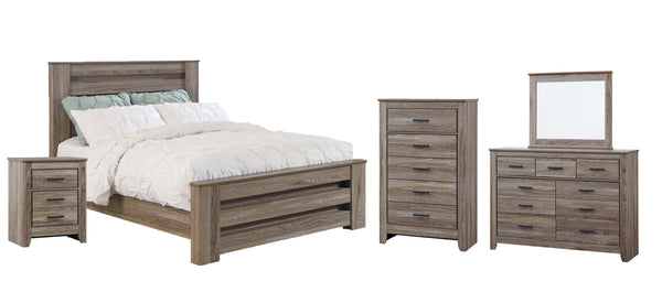 ASHLEY FURNITURE PKG003974 Queen Panel Bed With Mirrored Dresser, Chest and Nightstand