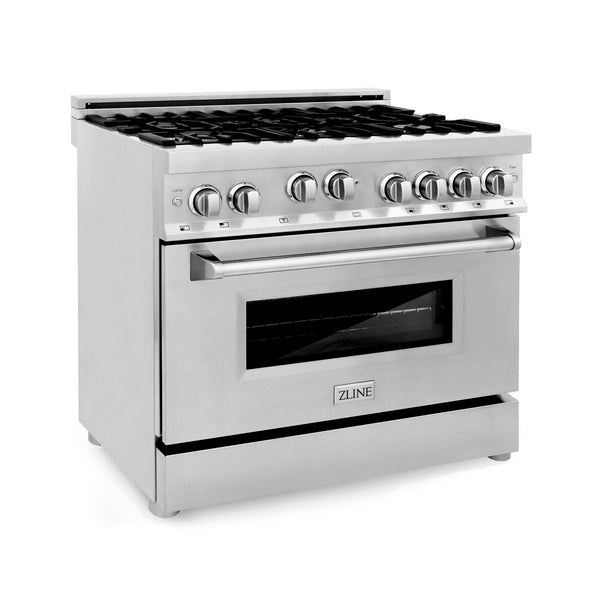 ZLINE KITCHEN AND BATH RG36 ZLINE 36" Professional 4.6 cu. ft. 6 Gas on Gas Range in Stainless Steel with Color Door Options Color: Stainless Steel