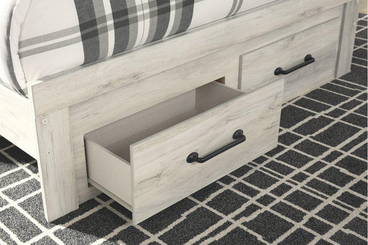 ASHLEY FURNITURE PKG003096 Queen Panel Bed With 2 Storage Drawers With Mirrored Dresser, Chest and Nightstand