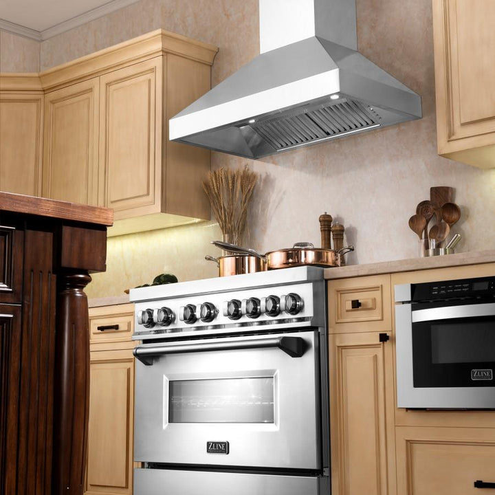 ZLINE KITCHEN AND BATH 597RD30 ZLINE Wall Mount Range Hood in Stainless Steel - Includes Remote Blower Size: 30 Inch, CFM: 700