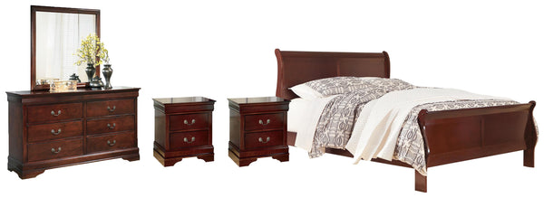 ASHLEY FURNITURE PKG004992 California King Sleigh Bed With Mirrored Dresser and 2 Nightstands