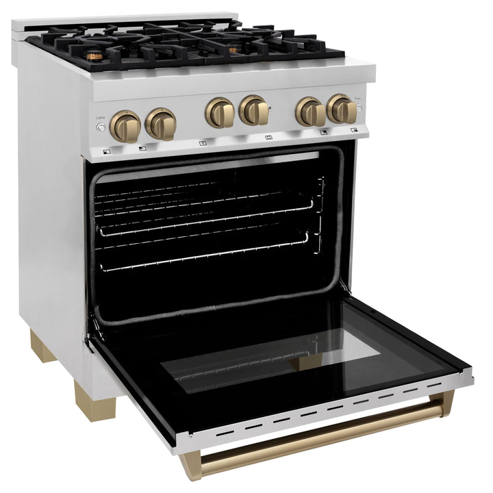 ZLINE KITCHEN AND BATH RGZ30MB ZLINE Autograph Edition 30" 4.0 cu. ft. Range with Gas Stove and Gas Oven in Stainless Steel with Accents Color: Matte Black