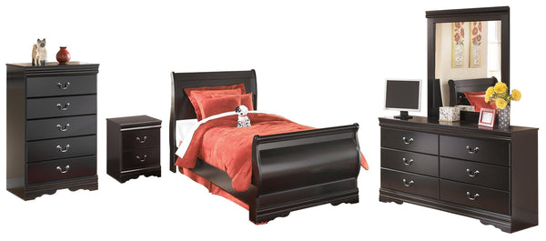 ASHLEY FURNITURE PKG002545 Twin Sleigh Bed With Mirrored Dresser, Chest and Nightstand