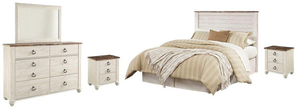 ASHLEY FURNITURE PKG004353 Queen/full Panel Headboard With Mirrored Dresser and 2 Nightstands