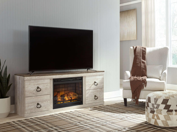 ASHLEY FURNITURE EW0267W8 Willowton TV Stand With Electric Fireplace