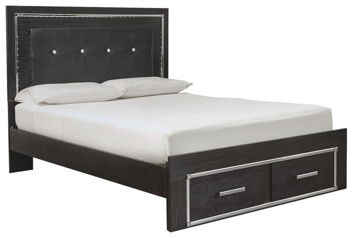 ASHLEY FURNITURE PKG008324 Queen Panel Bed With Storage With Mirrored Dresser, Chest and 2 Nightstands