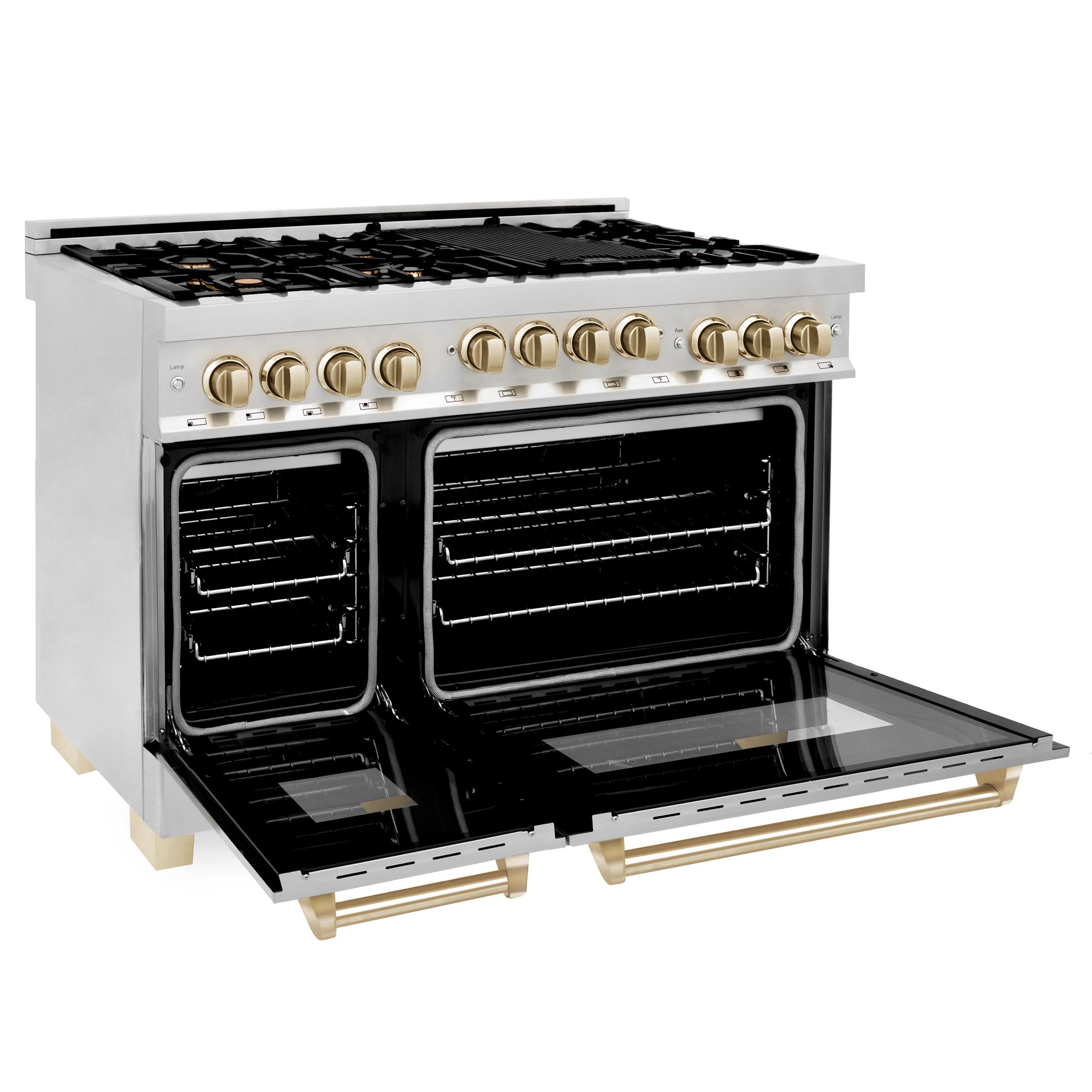 ZLINE KITCHEN AND BATH RGZ48G ZLINE Autograph Edition 48" 6.0 cu. ft. Range with Gas Stove and Gas Oven in Stainless Steel with Accents Color: Gold