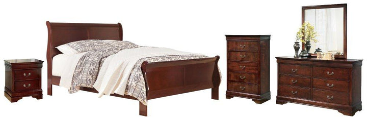 ASHLEY FURNITURE PKG004997 California King Sleigh Bed With Mirrored Dresser, Chest and Nightstand