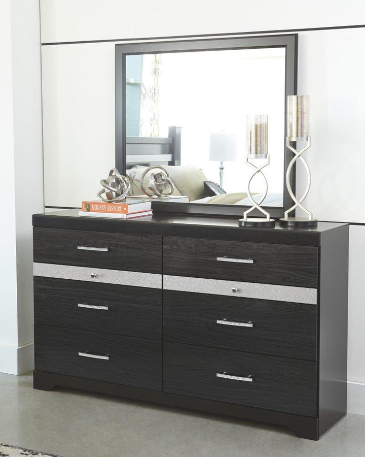 ASHLEY FURNITURE PKG007659 Queen Panel Bed With 2 Storage Drawers With Mirrored Dresser and 2 Nightstands