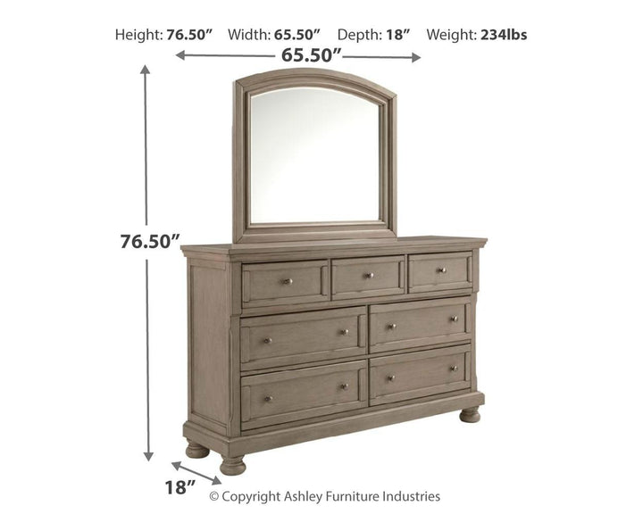 ASHLEY FURNITURE PKG006598 California King Panel Bed With Mirrored Dresser and Chest