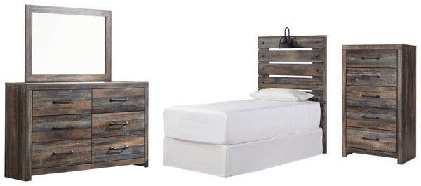 ASHLEY FURNITURE PKG007509 Twin Panel Headboard With Mirrored Dresser and Chest