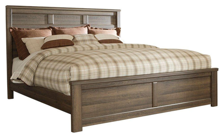 ASHLEY FURNITURE PKG004055 California King Panel Bed With Mirrored Dresser and 2 Nightstands