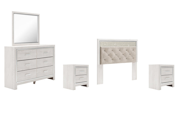 ASHLEY FURNITURE PKG009468 Queen Panel Headboard With Mirrored Dresser and 2 Nightstands