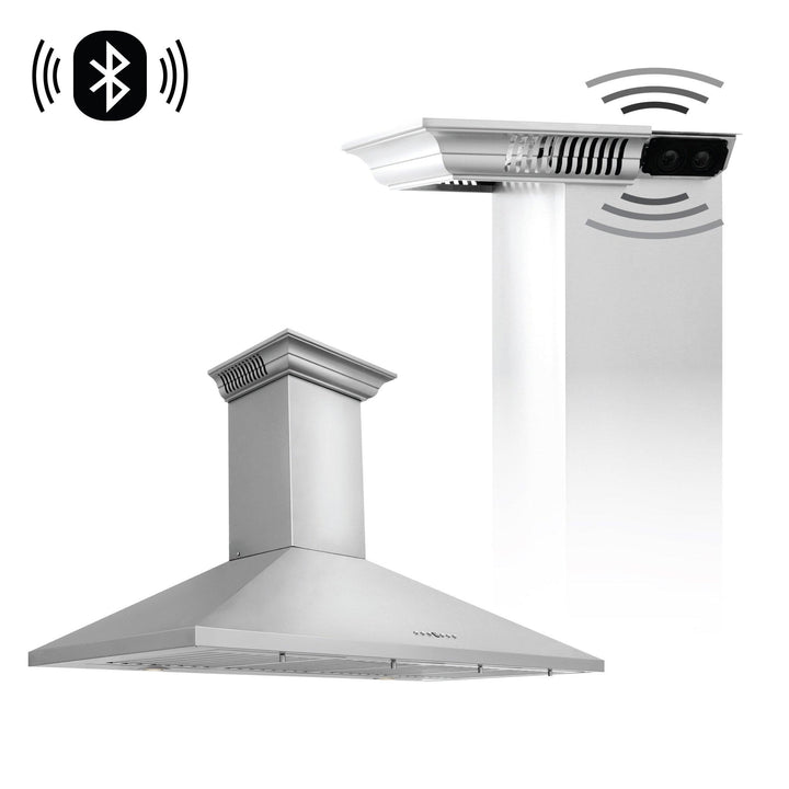 ZLINE KITCHEN AND BATH KL2CRNBT30 ZLINE Wall Mount Range Hood In Stainless Steel With Built-In CrownSound R Bluetooth Speakers Size: 30 inch