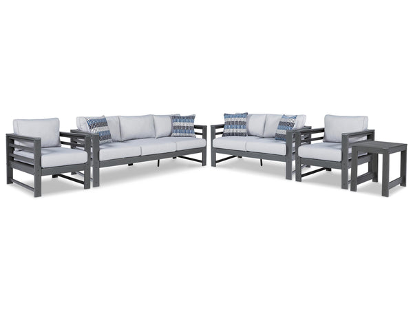 ASHLEY FURNITURE PKG014534 Outdoor Sofa, Loveseat and 2 Lounge Chairs With End Table