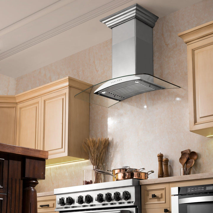 ZLINE KITCHEN AND BATH KN30 ZLINE Convertible Vent Wall Mount Range Hood in Stainless Steel & Glass Size: 30 inch